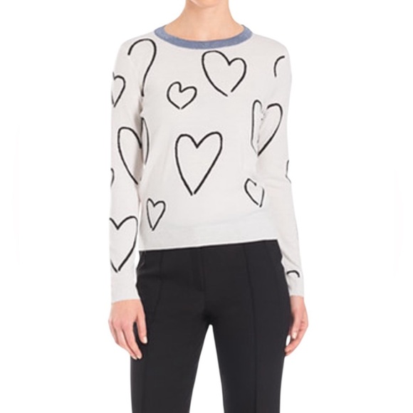 Escada luxury Cream Sweater with Black Heart Design and...